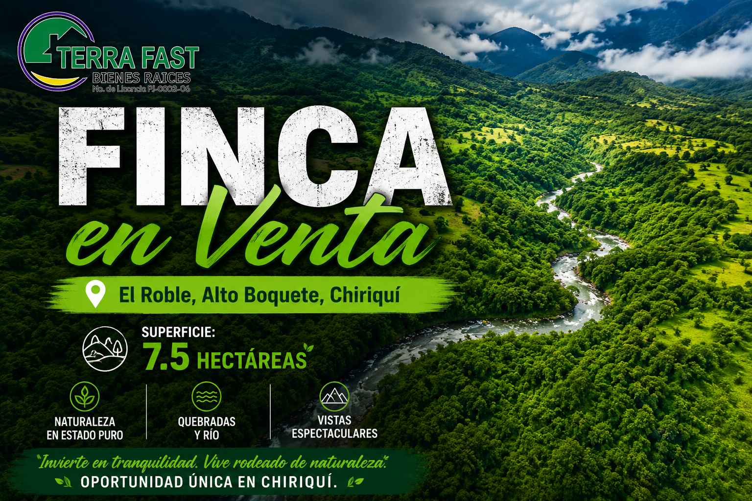 FINCA DE 7.5 HAS EN ALTO BOQUETE