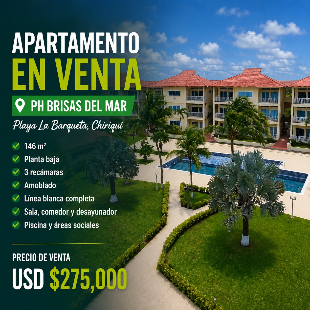 Apartamento en Venta – PH Brisas del Mar, Playa La Barqueta