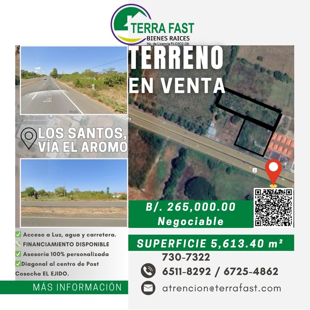 Terreno Comercial sobre la Carretera Avenida Belisario Porras, Los Santos – 5,613.40 m²